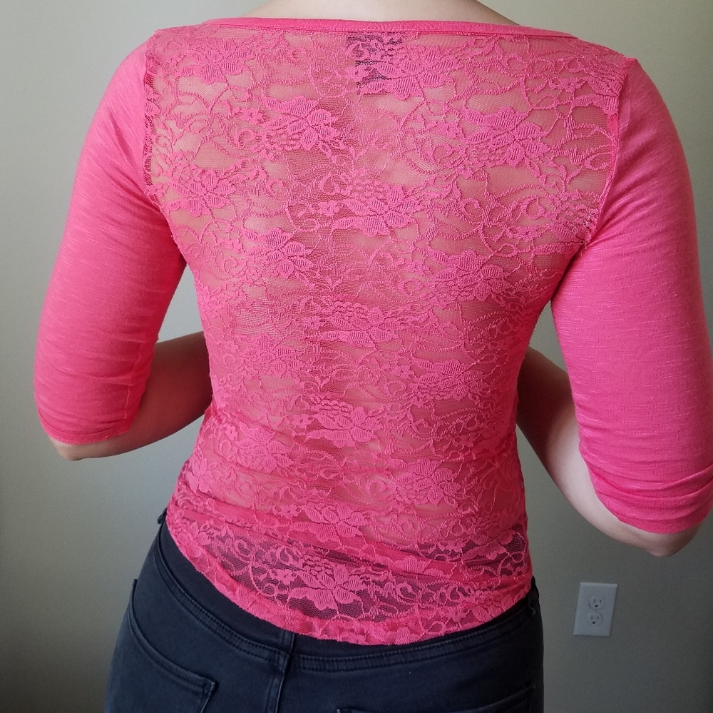 Red Lace Top w/ Buttons